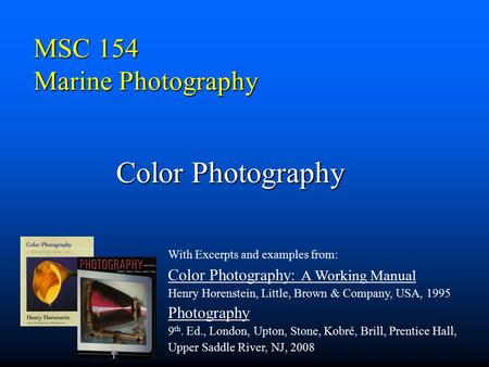 MSC 154 Marine Photography