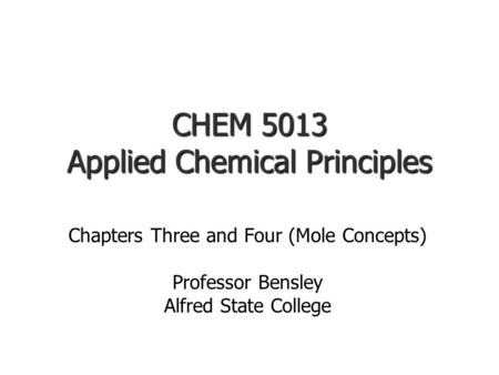 CHEM 5013 Applied Chemical Principles