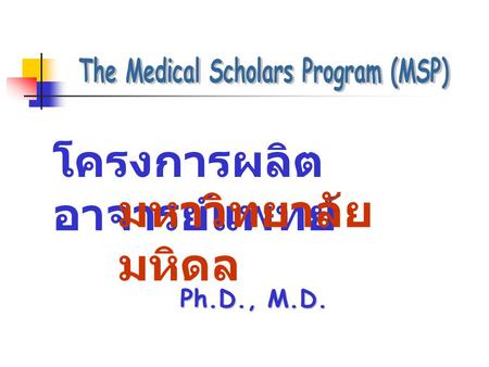 The Medical Scholars Program (MSP)