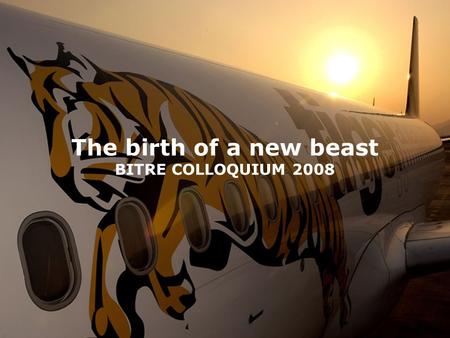 The birth of a new beast BITRE COLLOQUIUM 2008. Tiger Aviation – Overview.