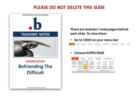 PLEASE DO NOT DELETE THIS SLIDE There are teachers’ notes pages behind each slide. To view them: Go to VIEW on your menu bar Choose NOTES PAGE.