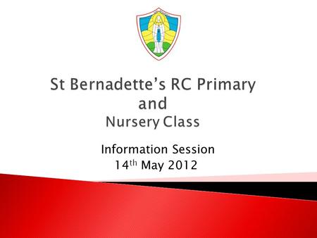 Information Session 14 th May 2012. Nursery36children Primary One36 children Primary Two13 children Primary Three12 children Primary Four 6 children Primary.