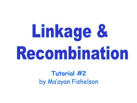 Tutorial #2 by Ma’ayan Fishelson. Crossing Over Sometimes in meiosis, homologous chromosomes exchange parts in a process called crossing-over. New combinations.