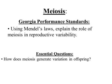 Georgia Performance Standards: