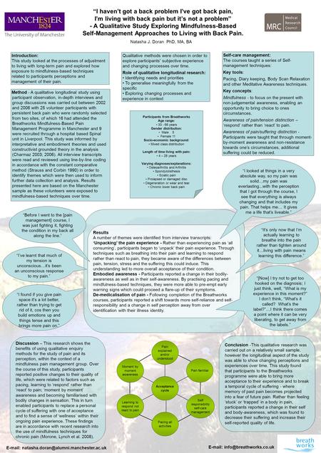 “I haven’t got a back problem I’ve got back pain, I’m living with back pain but it’s not a problem” - A Qualitative Study Exploring Mindfulness-Based Self-Management.