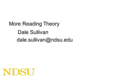 More Reading Theory Dale Sullivan