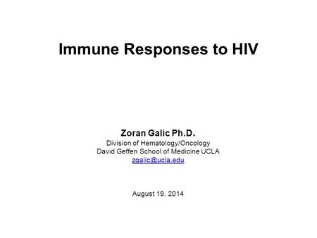 Immune Responses to HIV