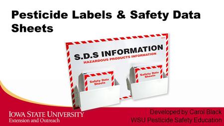 Pesticide Labels & Safety Data Sheets Developed by Carol Black WSU Pesticide Safety Education.