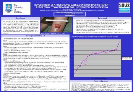 DEVELOPMENT OF A PREFERENCE-BASED, CONDITION SPECIFIC PATIENT REPORTED OUTCOME MEASURE FOR USE WITH VENOUS ULCERATION Simon Palfreyman 1, John E Brazier.