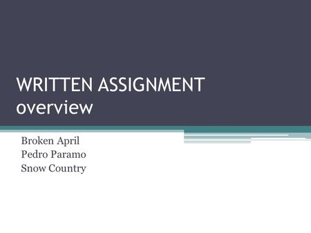 WRITTEN ASSIGNMENT overview