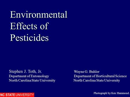 Environmental Effects of Pesticides