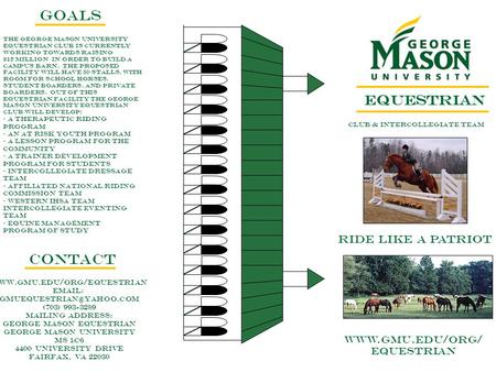 EQUESTRIAN CLUB & INTERCOLLEGIATE TEAM RIDE LIKE A PATRIOT  EQUESTRIAN GOALS CONTACT