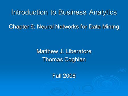 Introduction to Business Analytics