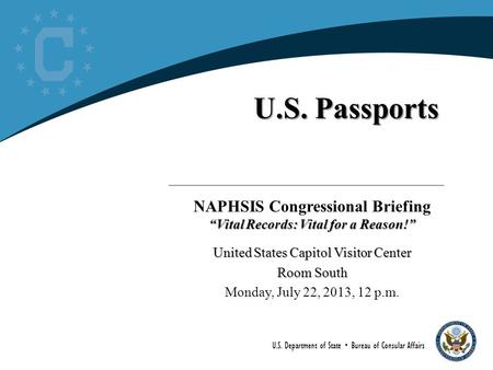 NAPHSIS Congressional Briefing “Vital Records: Vital for a Reason!”