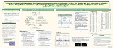 RESULTS AND DISCUSSION Characterization of 70S Ribosome from Rhodopseudomonas palustris using an Integrated “Top-Down and “Bottom-Up” Mass Spectrometric.