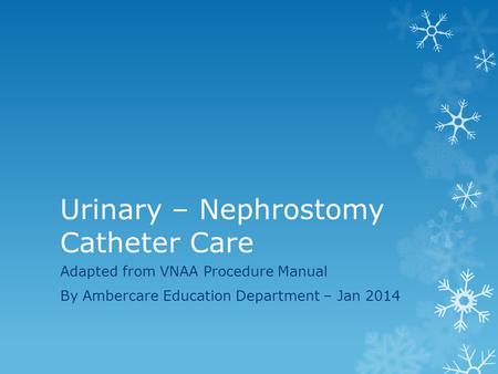 Urinary – Nephrostomy Catheter Care