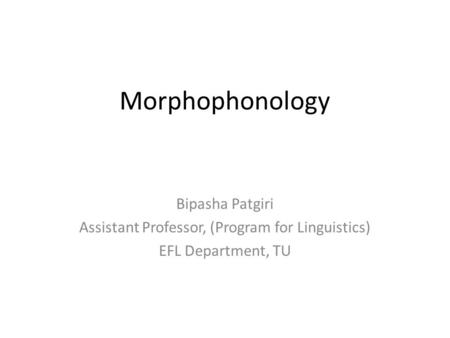 Assistant Professor, (Program for Linguistics)