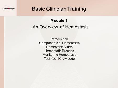 An Overview of Hemostasis