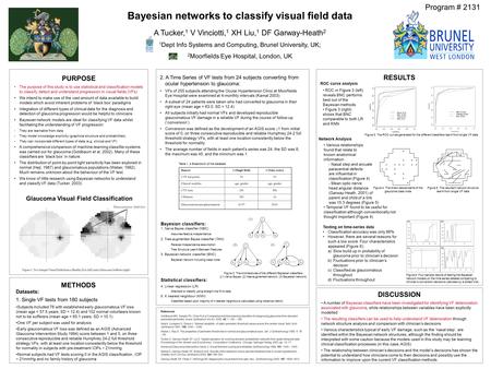 The purpose of this study is to use statistical and classification models to classify, detect and understand progression in visual fields (VFs) We intend.