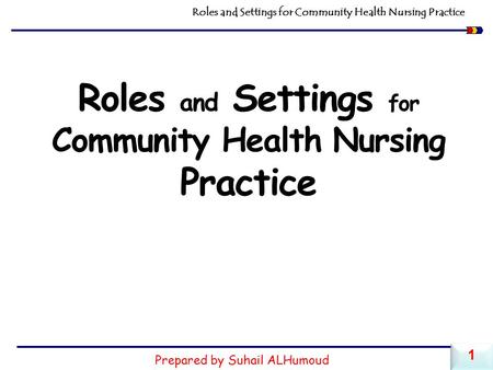 Roles and Settings for Community Health Nursing Practice