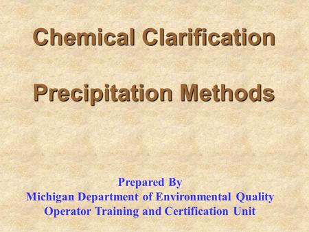 Chemical Clarification Precipitation Methods