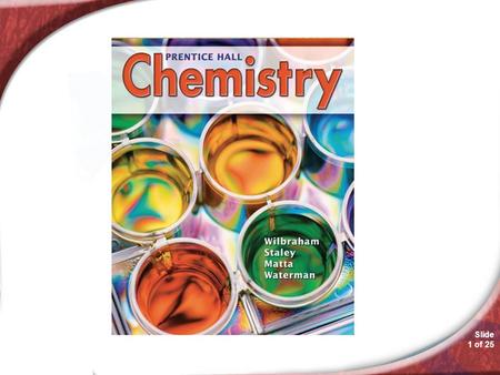 Slide 1 of 25 Chemistry 2.3. Slide 2 of 25 © Copyright Pearson Prentice Hall Connecting to Your World Elements and Compounds Take two pounds of sugar,