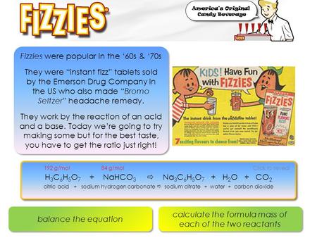 Fizzies were popular in the ‘60s & ‘70s They were “instant fizz” tablets sold by the Emerson Drug Company in the US who also made “Bromo Seltzer” headache.