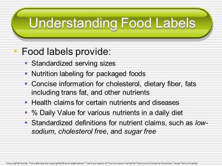 Understanding Food Labels