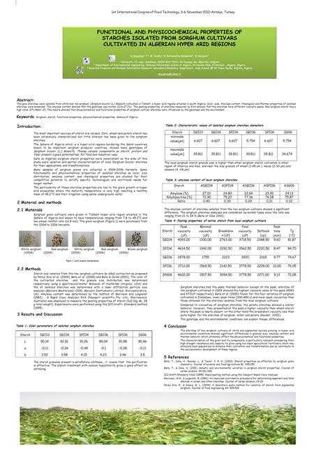 1st International Congres of Food Technology, 3-6 November 2010 Antalya, Turkey Introduction: The most important sources of starch are cereals. Corn, wheat.