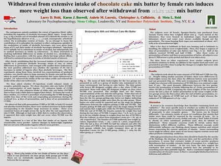 White cake Withdrawal from extensive intake of chocolate cake mix batter by female rats induces more weight loss than observed after withdrawal from white.