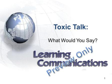 Toxic Talk: What Would You Say? Preview Only 1 1.