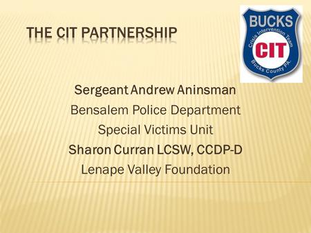 The CIT partnership Sergeant Andrew Aninsman