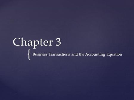 Business Transactions and the Accounting Equation