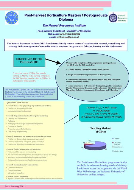Post-harvest Horticulture Masters / Post-graduate Diploma The Natural Resources Institute Food Systems Department, University of Greenwich Web page: www.nri.org/Training.