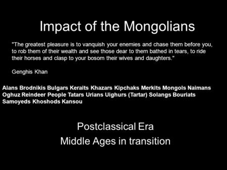 Impact of the Mongolians