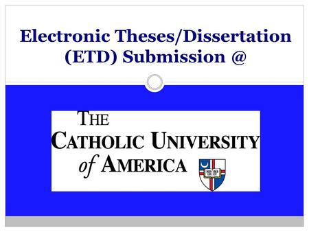 Electronic Theses/Dissertation (ETD)