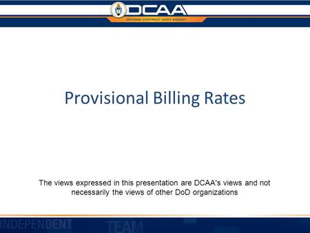 Provisional Billing Rates