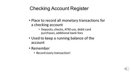 Checking Account Register