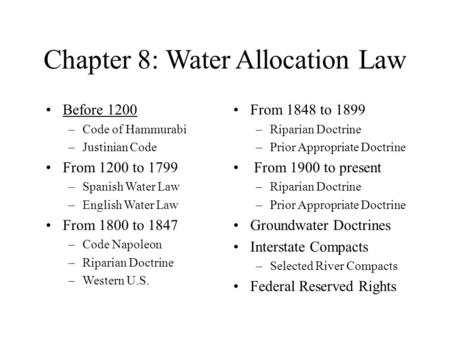 Chapter 8: Water Allocation Law