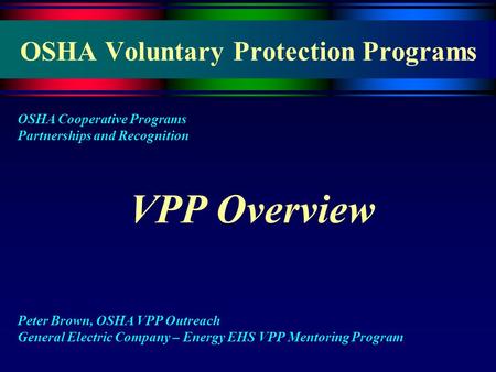 OSHA Voluntary Protection Programs