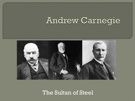 The Sultan of Steel  Born in Dunfermline, Scotland  November 25, 1838  Father was a handloom weaver  Lived originally in a one room house  Emigrated.