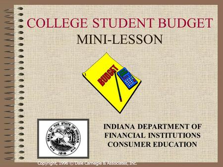 COLLEGE STUDENT BUDGET MINI-LESSON