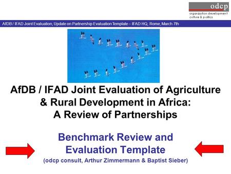 AfDB / IFAD Joint Evaluation of Agriculture & Rural Development in Africa: A Review of Partnerships Benchmark Review and Evaluation Template (odcp consult,