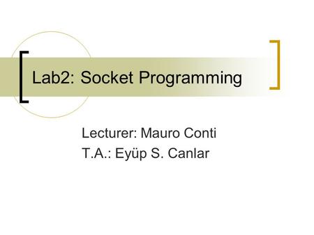 Lab2: Socket Programming Lecturer: Mauro Conti T.A.: Eyüp S. Canlar.