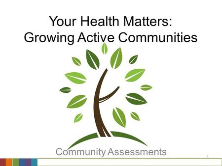 1 Your Health Matters: Growing Active Communities Community Assessments.