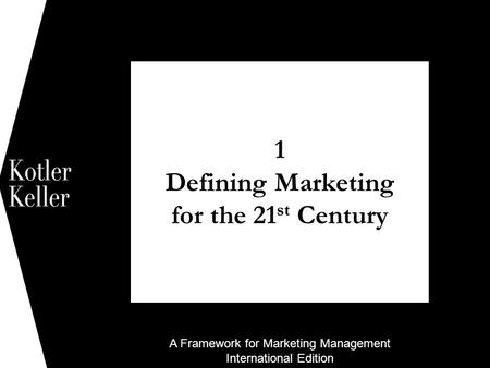 1 Defining Marketing for the 21st Century