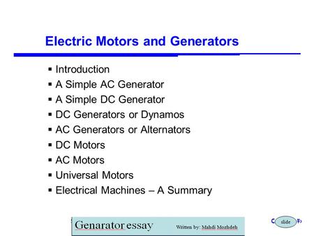 Electric Motors and Generators