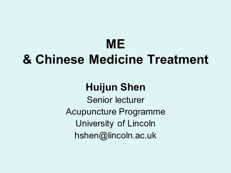 ME & Chinese Medicine Treatment