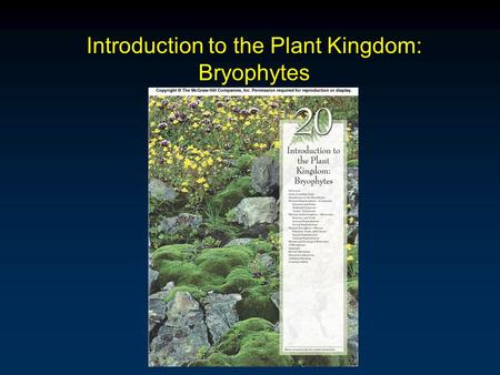 Introduction to the Plant Kingdom: Bryophytes