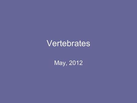 Vertebrates May, 2012.